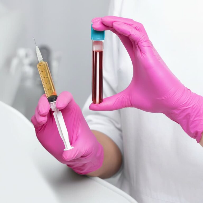 Side-by-side comparison illustrating PRF vs PRP treatments for facial and hair rejuvenation, showing regenerative injections and microneedling for natural collagen stimulation.